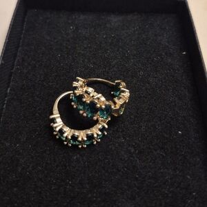 Elegant Gold and Green Hoop Earrings